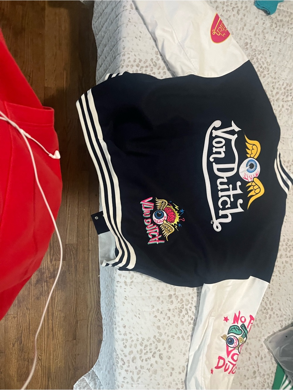 Von Dutch Navy & White Kids Graphic Bomber Jacket